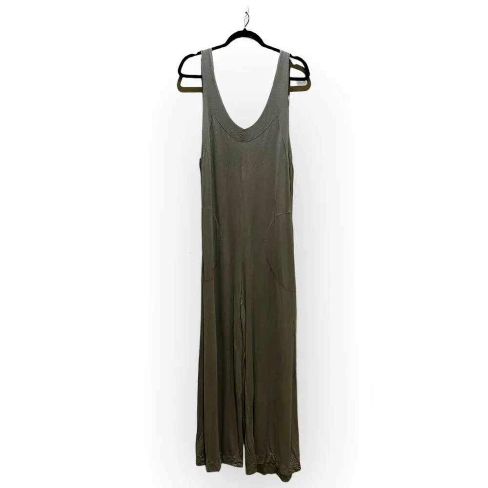 Free People Beach Black Wide Leg Jumpsuit Green / Sage